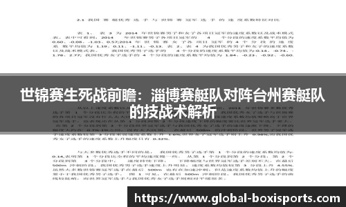 世锦赛生死战前瞻：淄博赛艇队对阵台州赛艇队的技战术解析